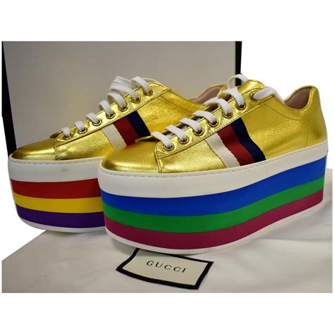 gucci rainbow shoes fake|gucci peggy metallic shoes.